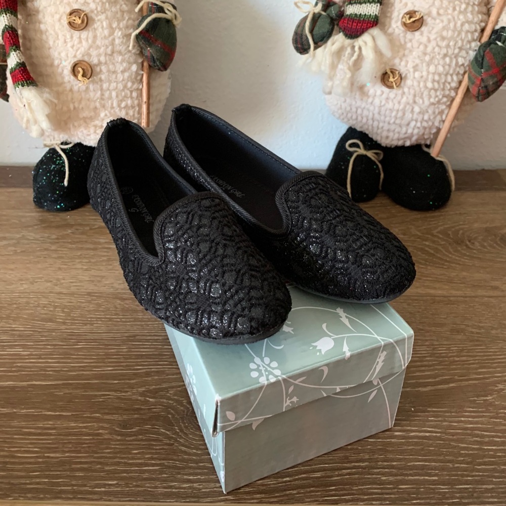 NEW BLACK SPARKLE WOMAN FLATS
